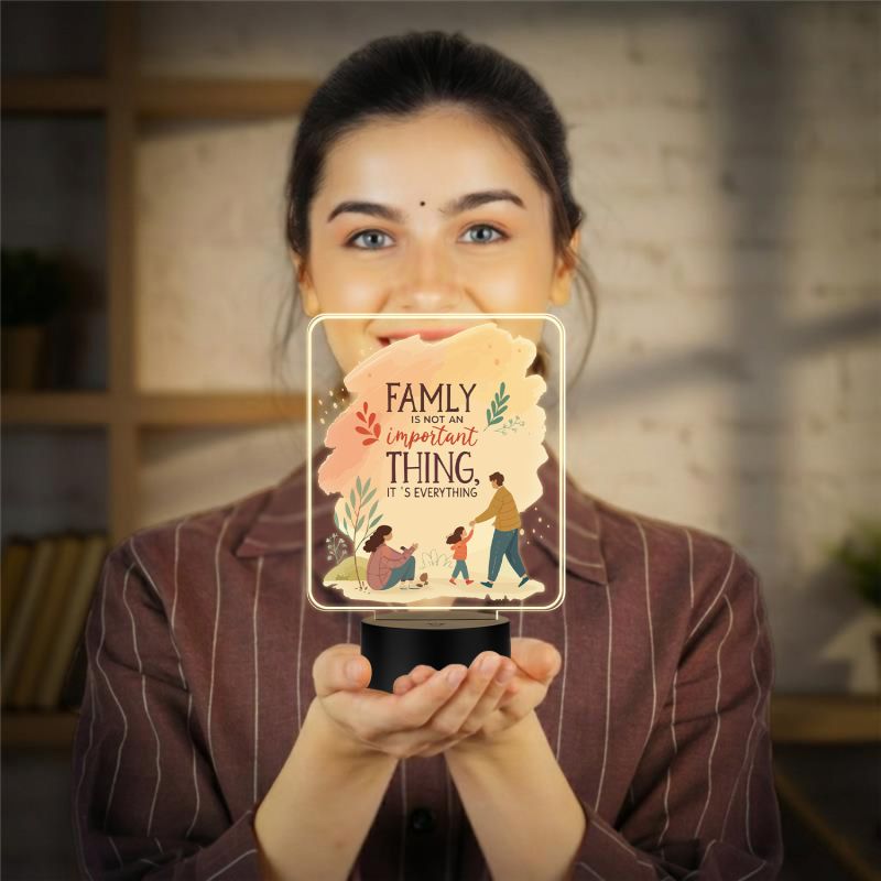 Family Quote LED Lamp Family is Everything Engraved Acrylic Night Light Unique Tabletop Gift for Home Decor, Parents, Anniversaries, or New Home Celebrations  Warm White Lamp Visit the GIFTMEBAZAR Store